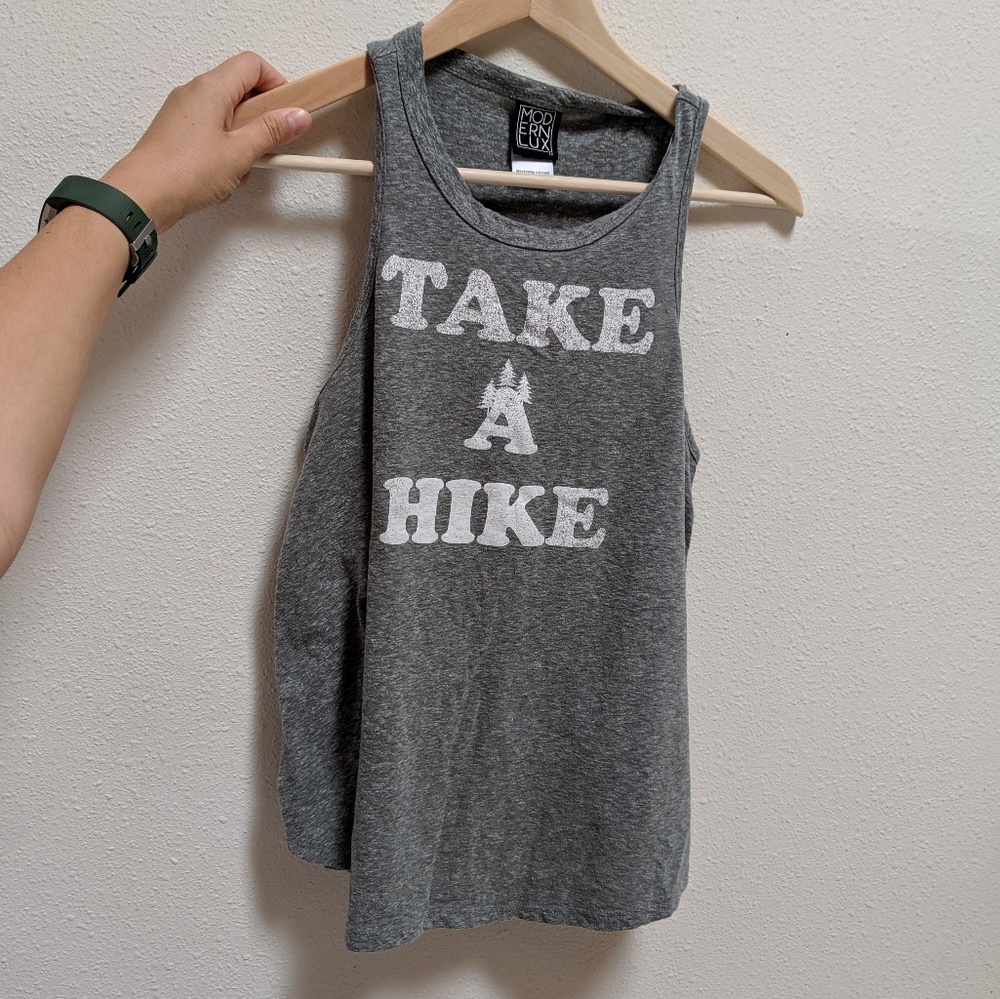 Comfortable grey graphic Take a Hike tank